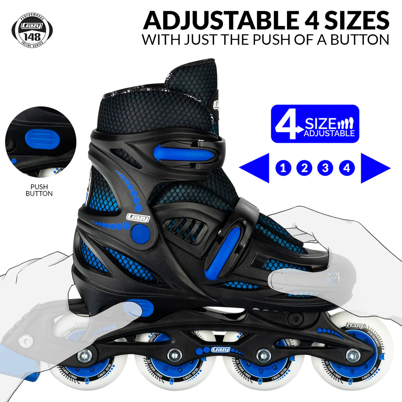 KIDS ADJUSTABLE ROLLERBLADE BLACK/BLUE