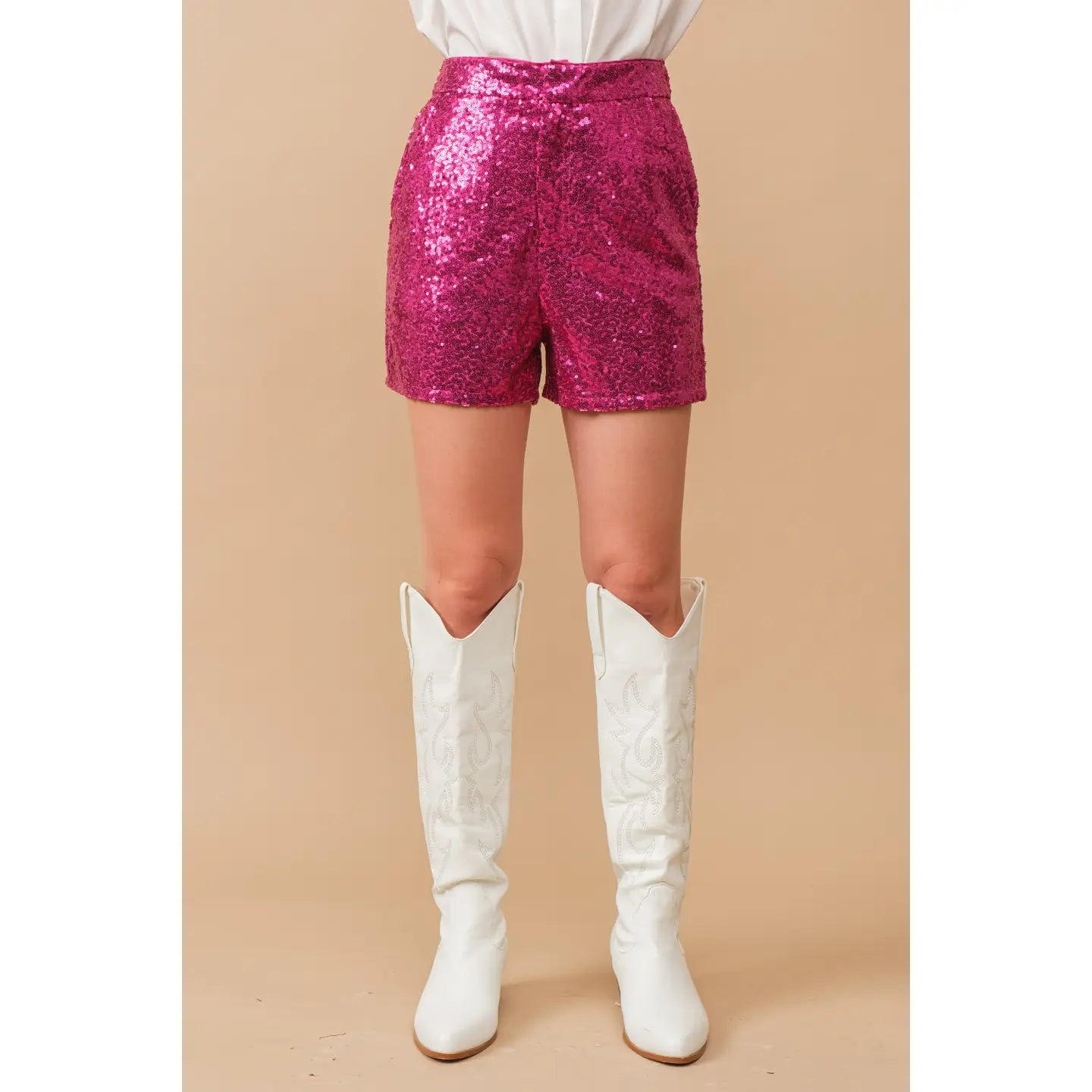 FUSHIA HOT PINK SEQUIN SHORTS