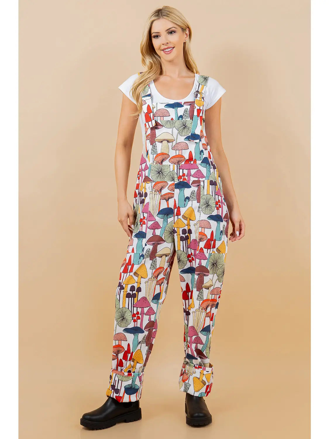 CORDUROY WHITE MUSHROOMS OVERALLS