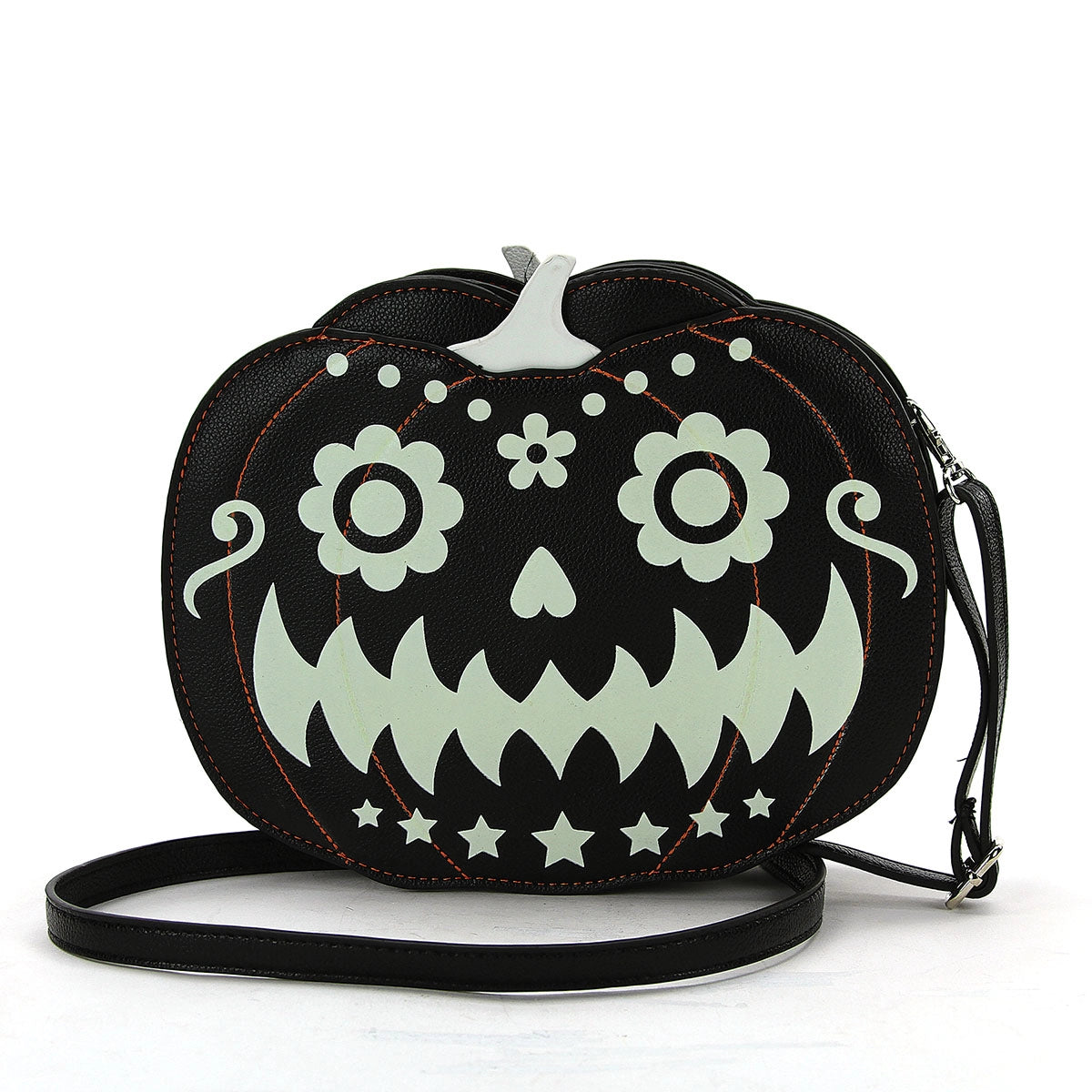 GLOW IN THE DARK JACK O LANTER CROSSBODY BAG