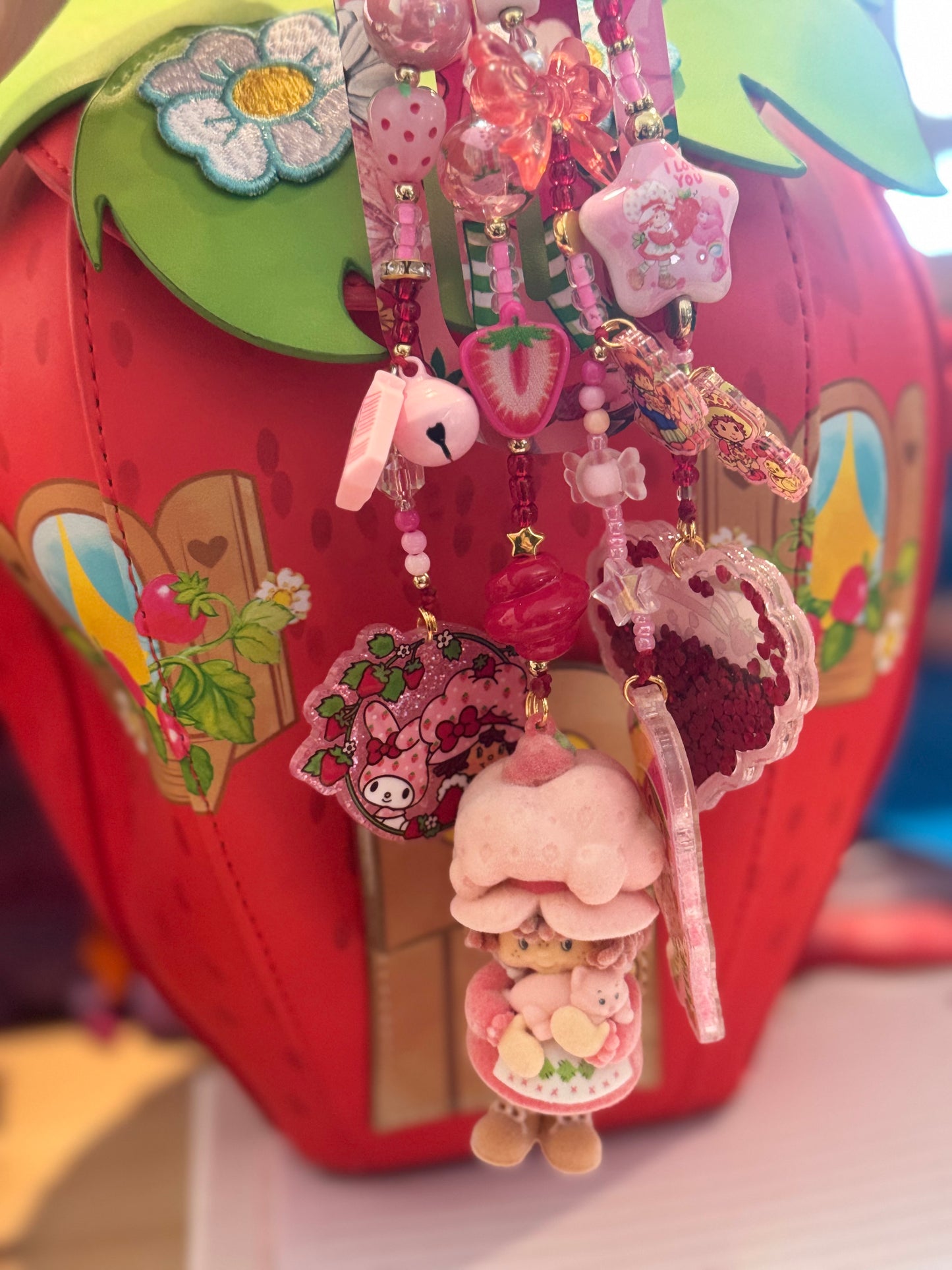 STRAWBERRY GIRL & CAT BOOKMARK CHARM