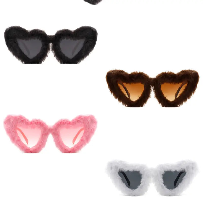 FUZZY PLUSH SUNGLASSES ASSORTED COLORS