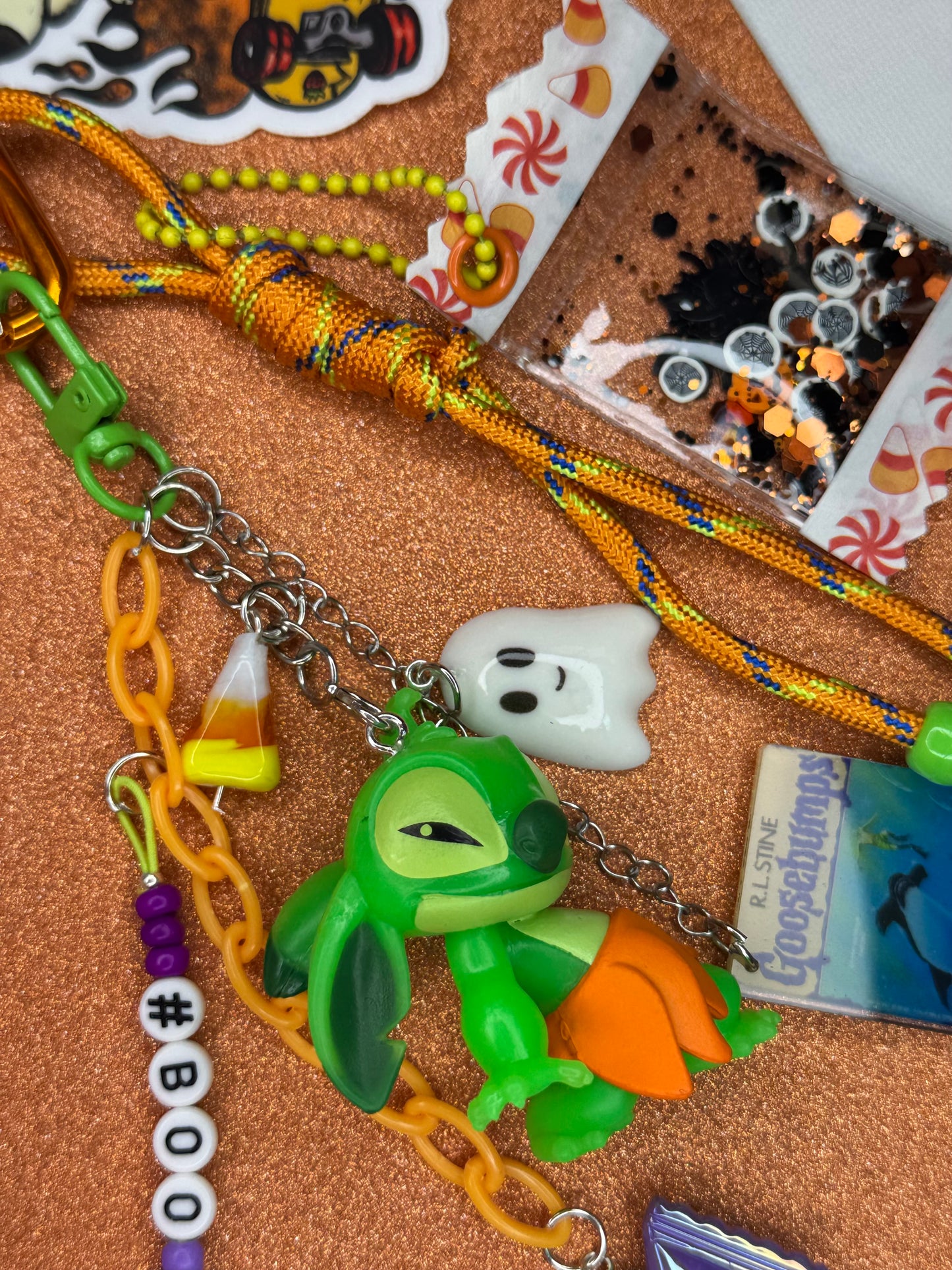 LLILO & STICH GREEN KEYCHAIN OR BAG CHARM