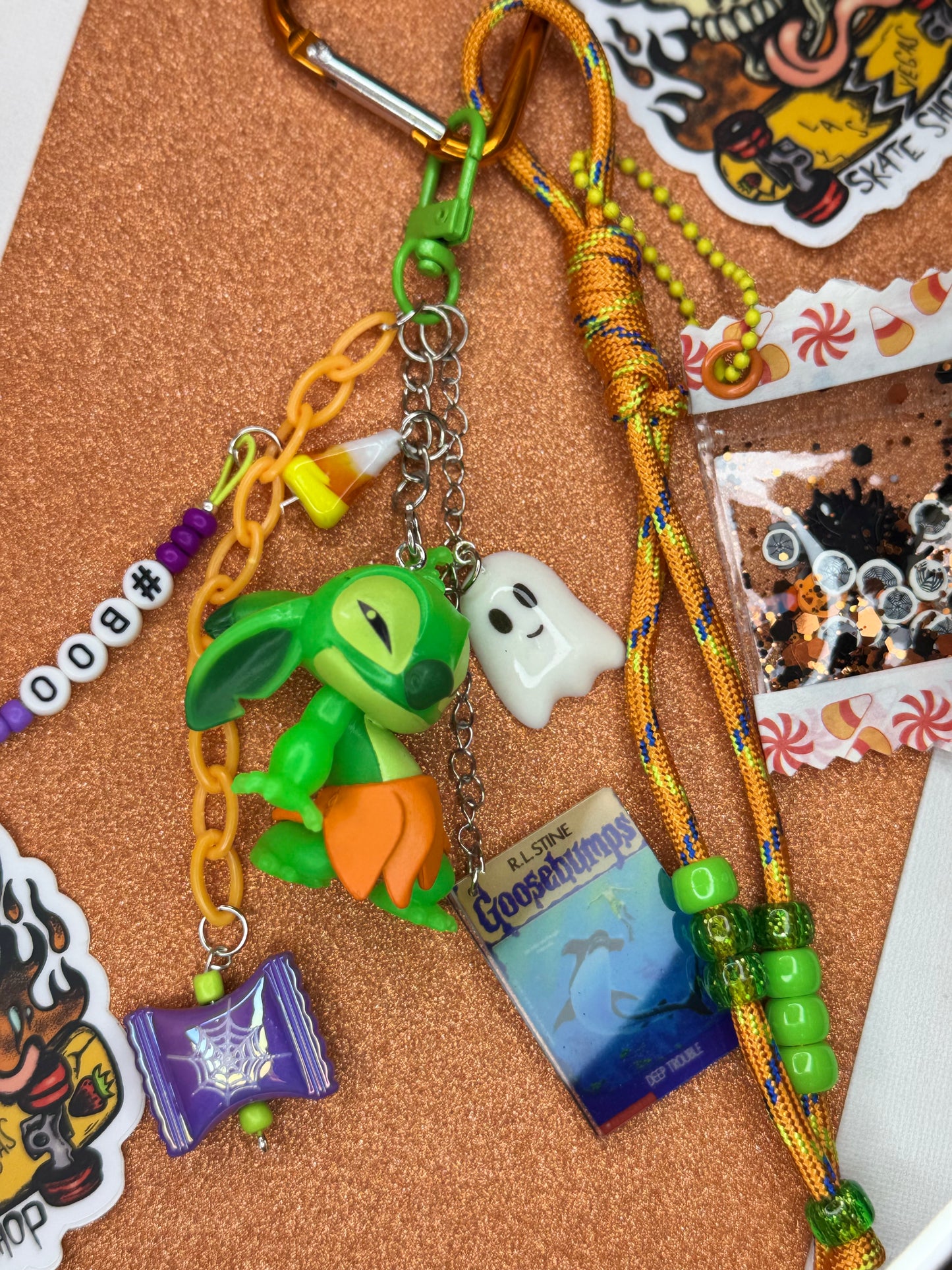 LLILO & STICH GREEN KEYCHAIN OR BAG CHARM