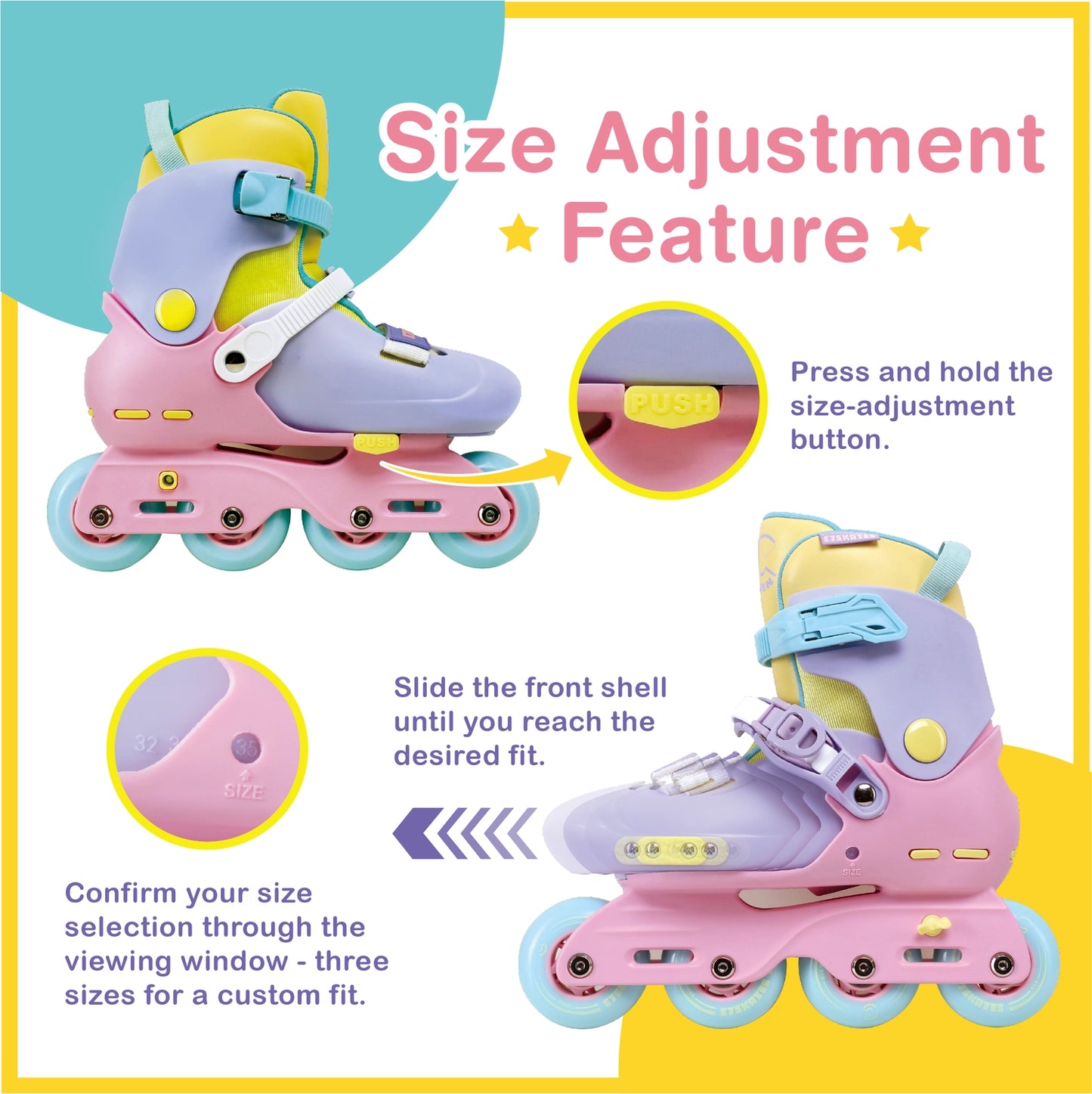 PINK AND PURPLE ADJUSTABLE KIDS ROLLER BLADES