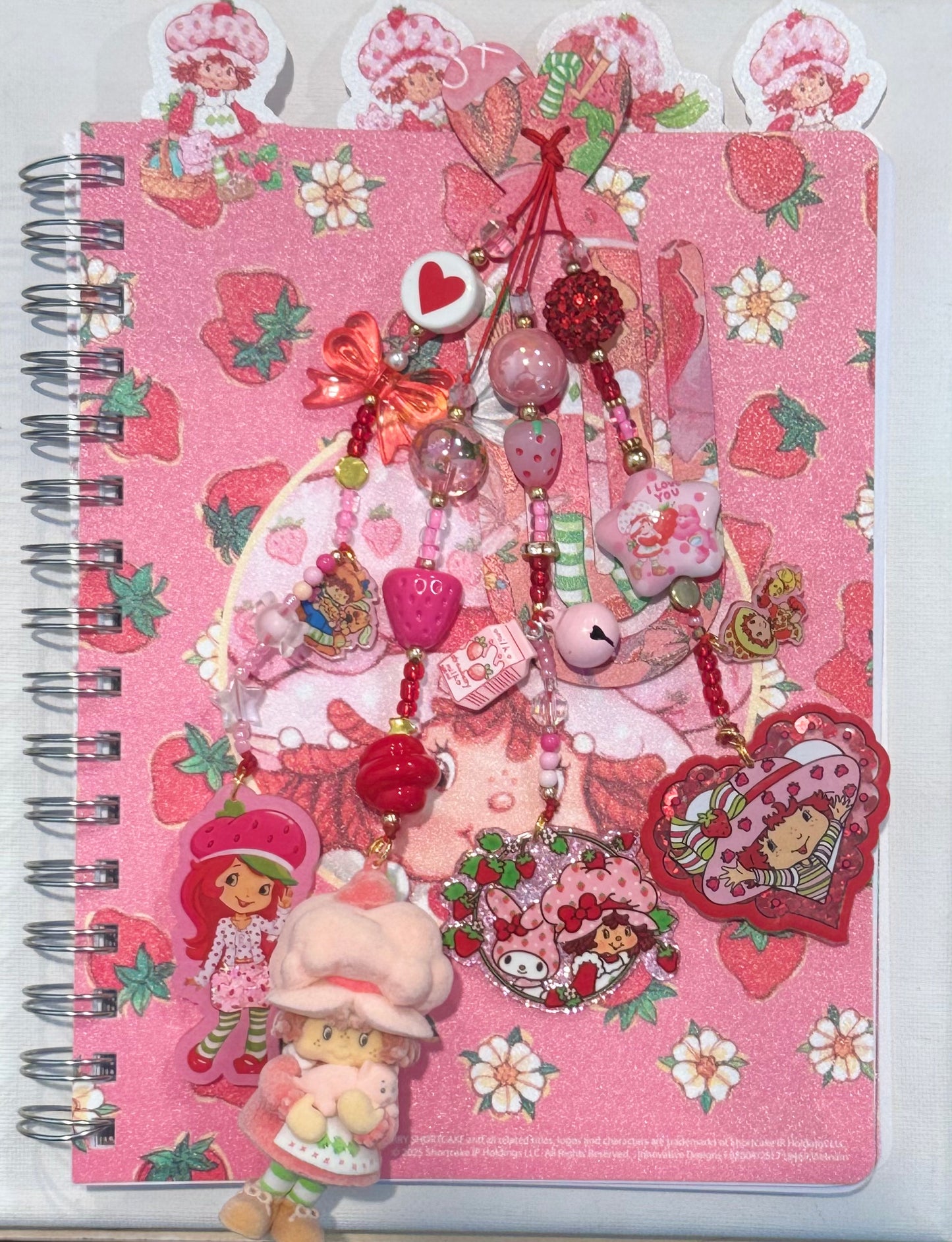 STRAWBERRY GIRL & CAT BOOKMARK CHARM