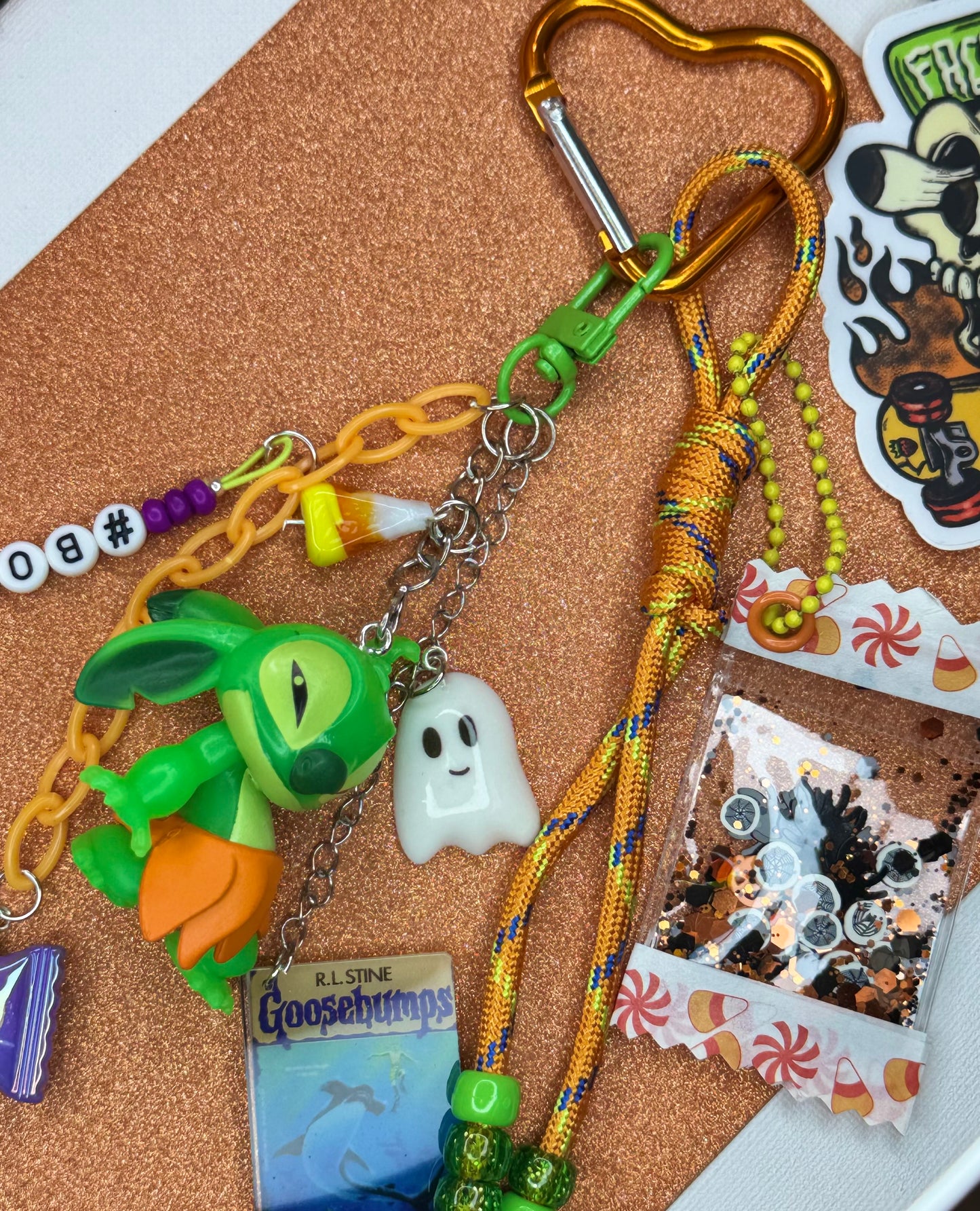 LLILO & STICH GREEN KEYCHAIN OR BAG CHARM