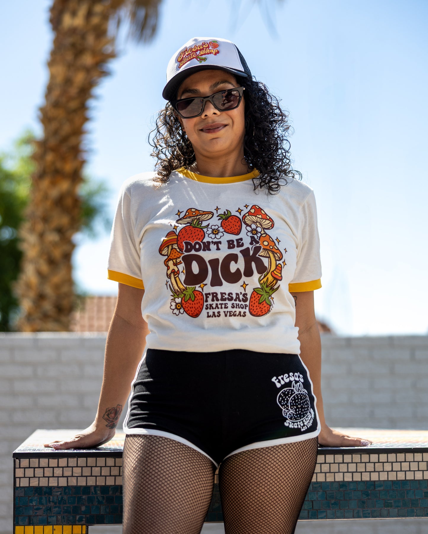 DON'T BE A DICK RINGER TEE MUSTARD COLOR