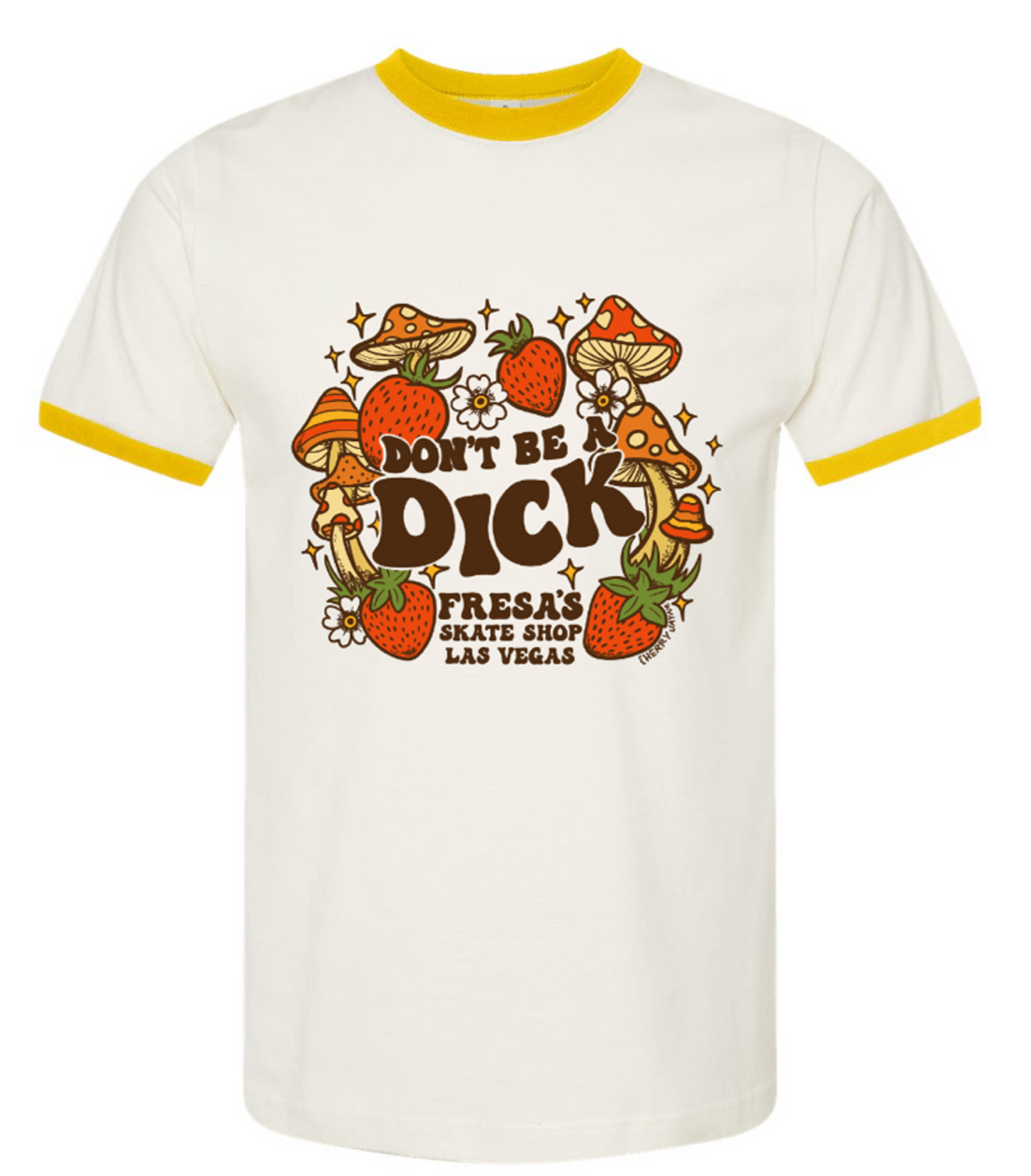 DON'T BE A DICK RINGER TEE MUSTARD COLOR