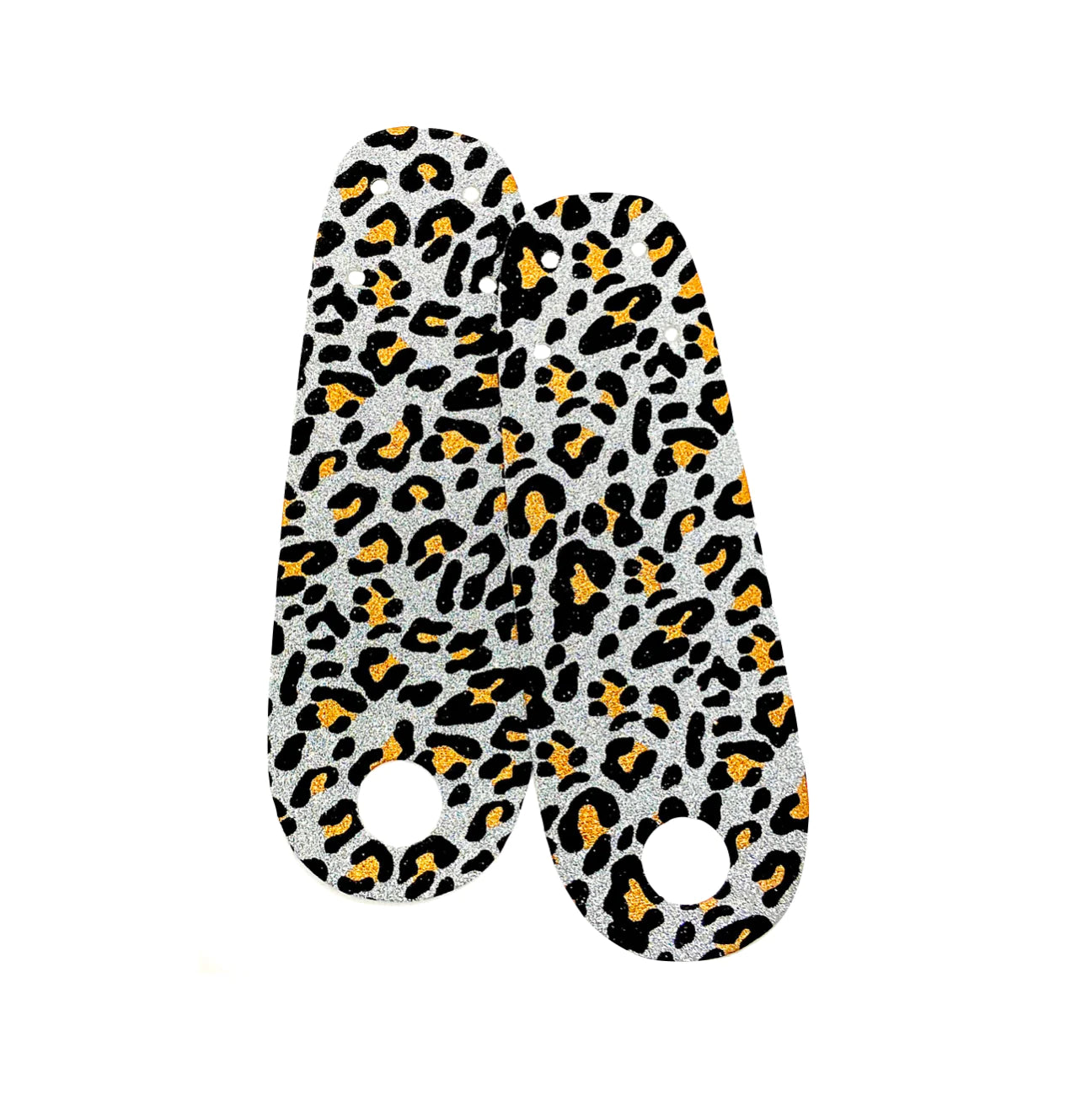 SILVER LEOPARD GLITTER TOE GUARDS (PAIR)