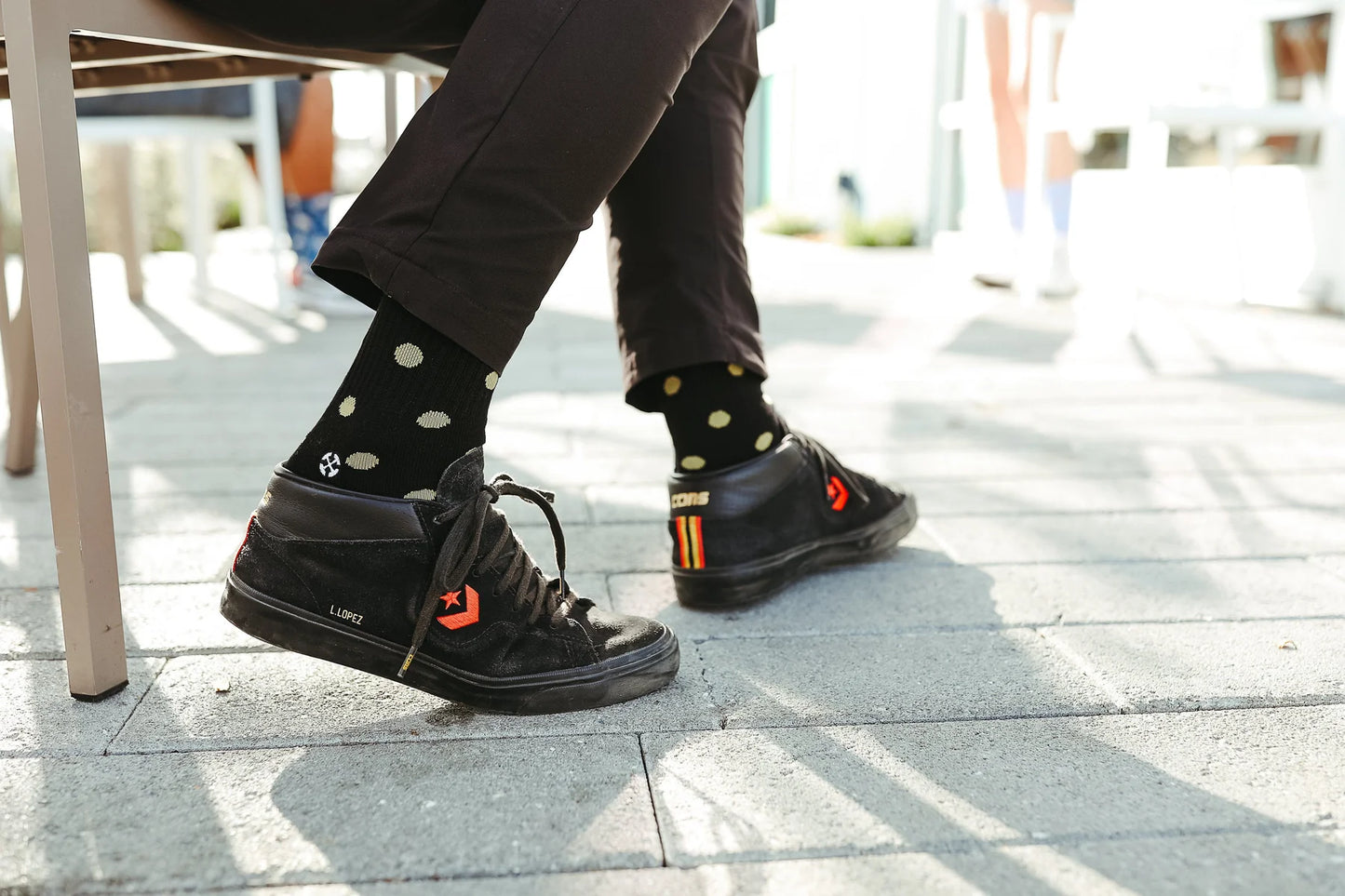 SPIDEY BAMBOO BLACK/GOLD POLKA DOTS CREW SOCKS