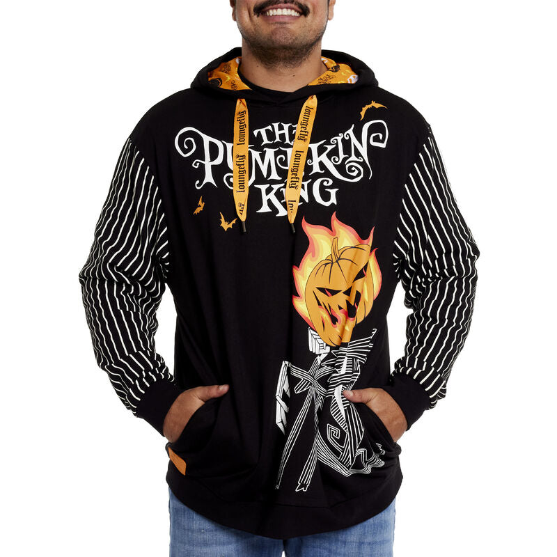 LOUNGEFLY NIGHTMARE BEFORE CHRISTMAS PUMPKIN HOODIE BLACK