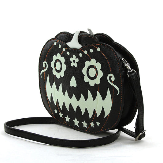 GLOW IN THE DARK JACK O LANTER CROSSBODY BAG