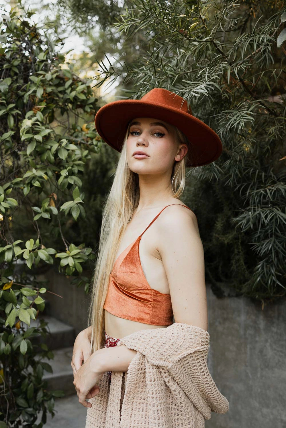 VELVET BRALETTE BURN ORANGE