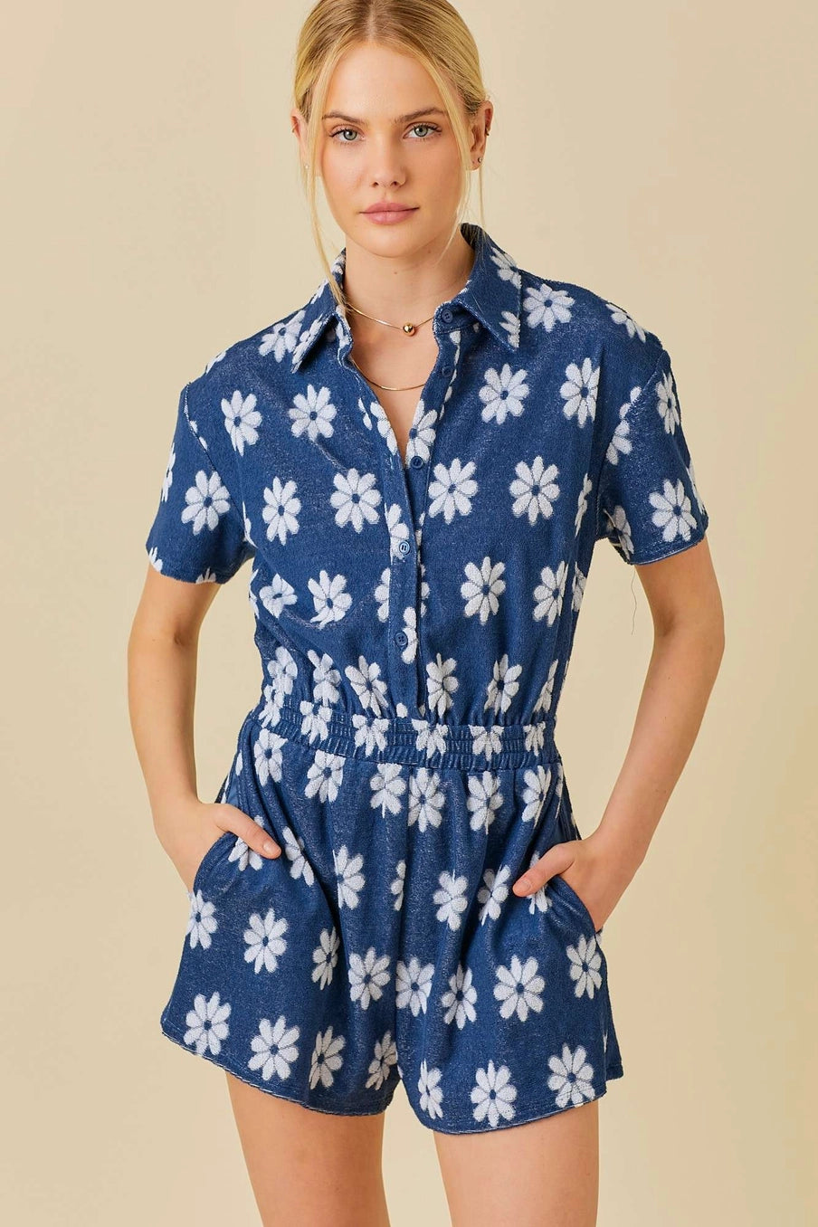 FLOWER ROMPER BLUE