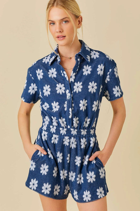 FLOWER ROMPER BLUE