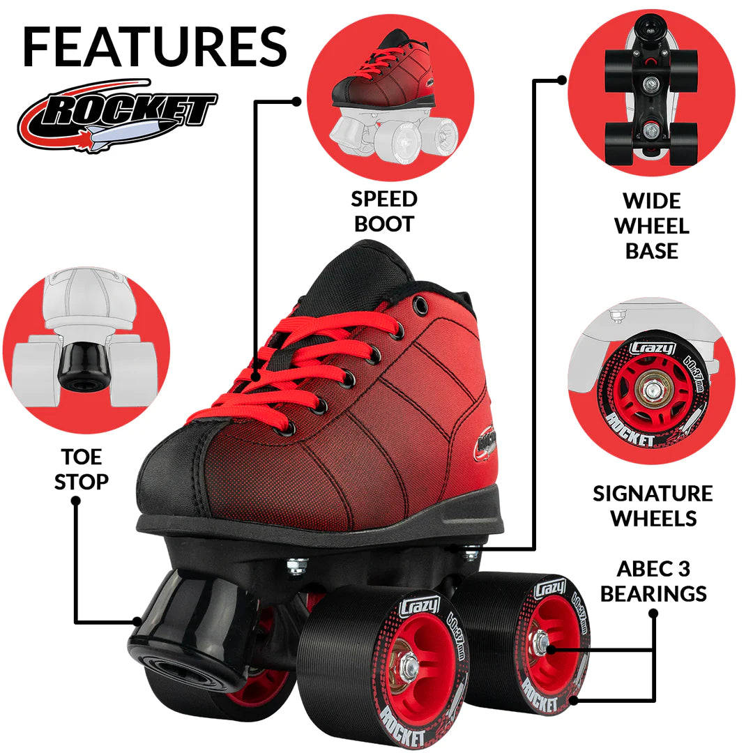 ROCKET JR ROLLER SKATES-BLACK/RED