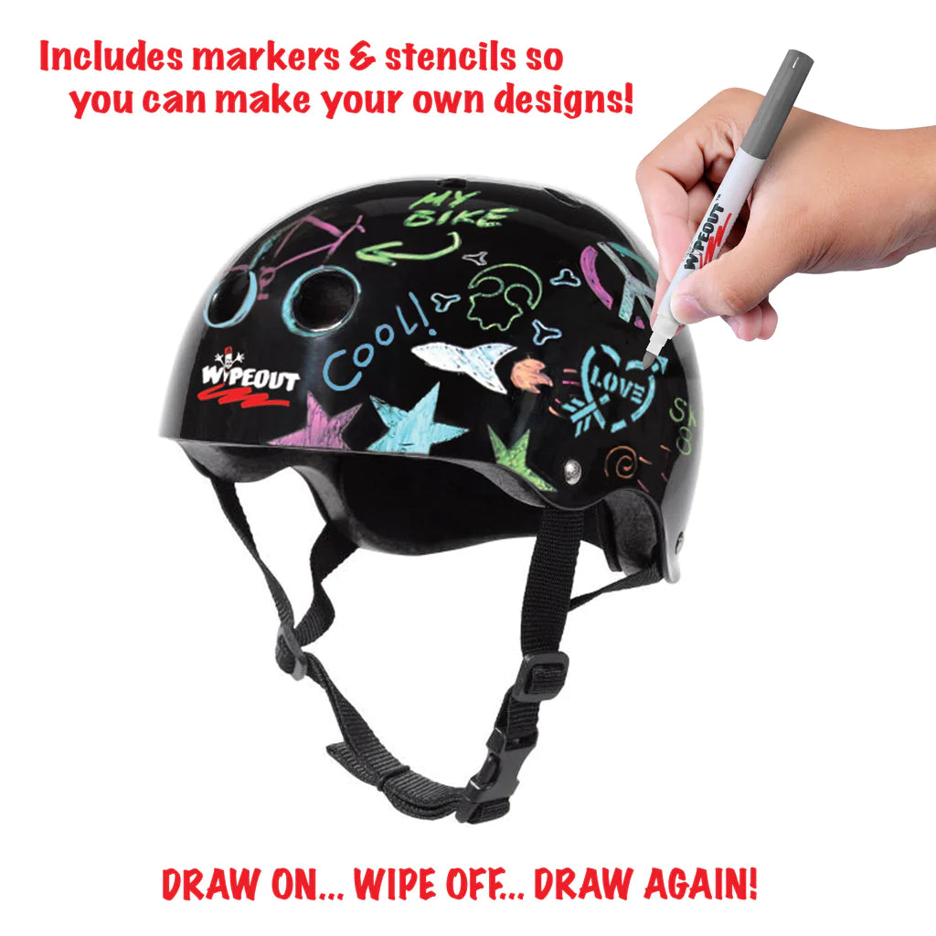 WIPEDOUT DRY ERASE KIDS HELMET BLACK
