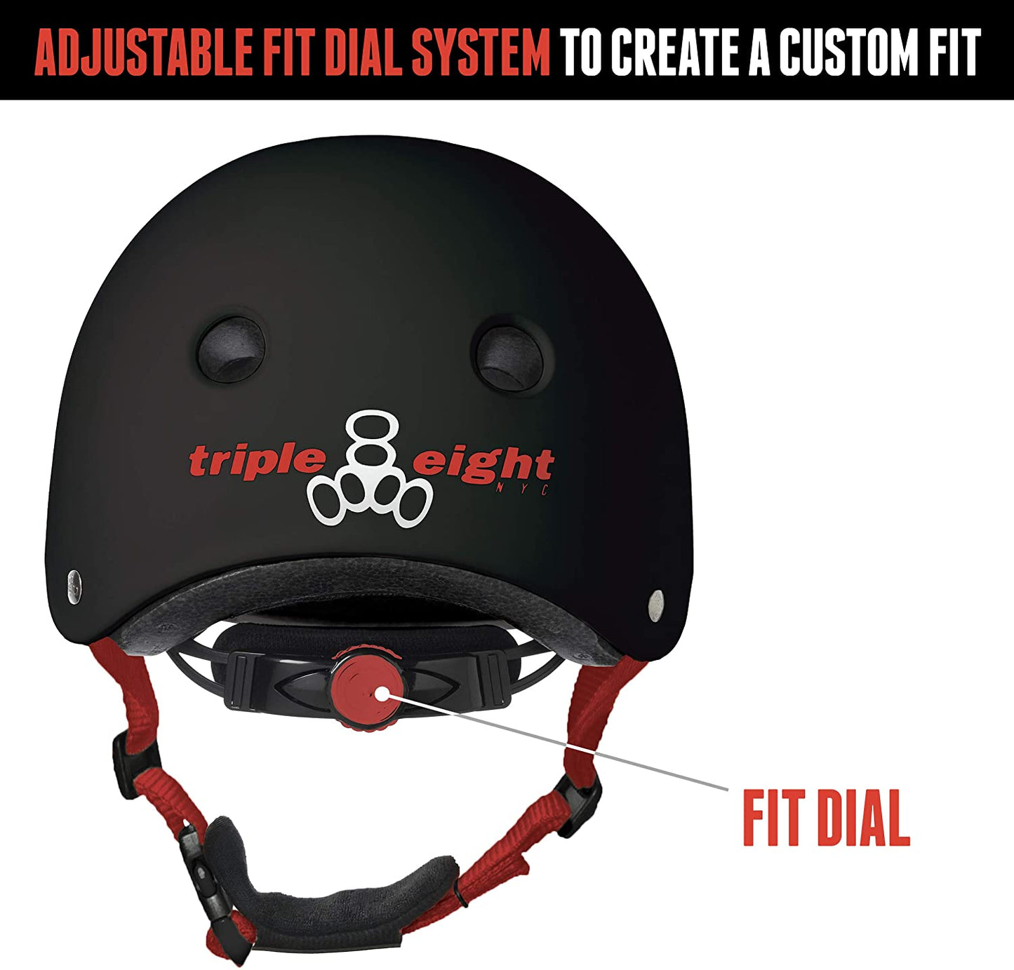 TRIPLE8 LIL KIDS DUAL CERTIFIED SWEATSAVER HELMET-BLACK RUBBER