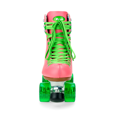 Come to Fresa's Roller Skate shop in Las Vegas and get your Moxi skates Beach Bunny.   These Watermelon/pink Moxi Skate Beach Bunny are ready for outdoor skating.  Cruise around Las Vegas Art District or come and skate in our indoor skate ramp. Fresa's Roller Skate Shop the one skate shop in Las Vegas.  We build custome shoe roller skate, roller Skate Classes and Roller Blade classes.