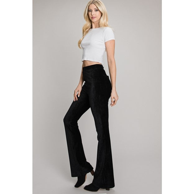 BLACK VELVET FLARED PANTS