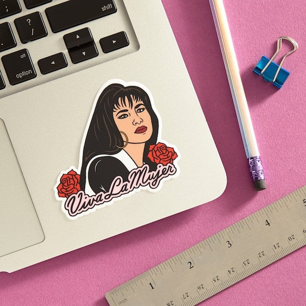 DIE CUT STICKER SELENA VIVA LA MUJER