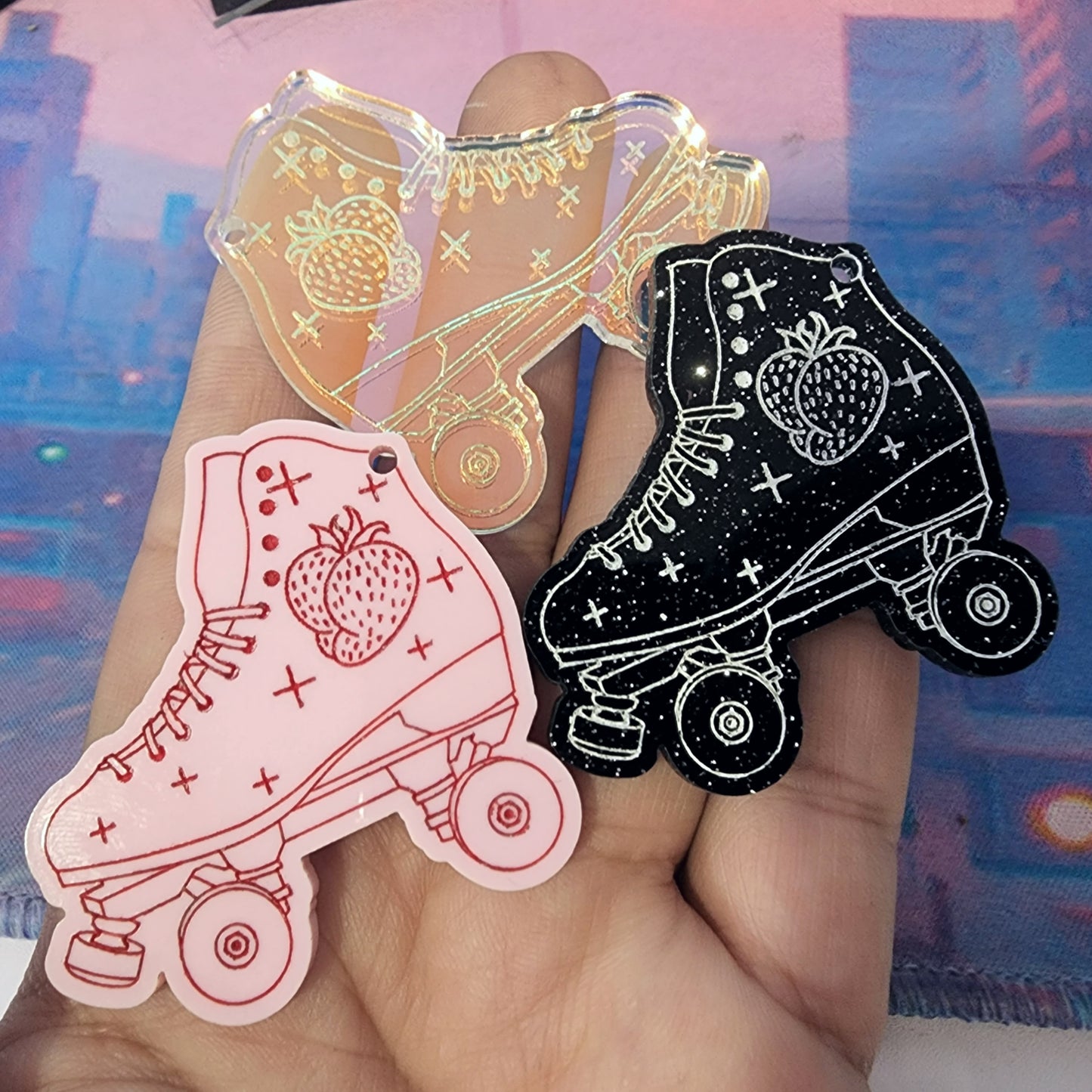 FRESA ROLLERSKATE EARRINGS GLITTER BLACK EARRINGS