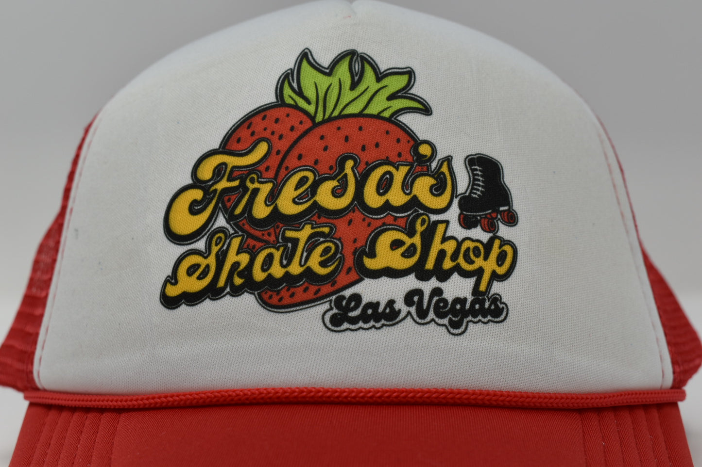 FRESAS SKATE SHOP TRUCKER HAT SUBLIMATION LOGO RED