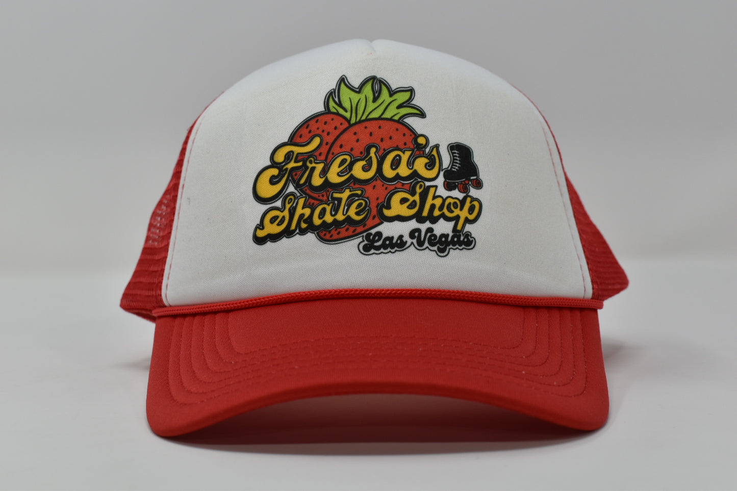 FRESAS SKATE SHOP TRUCKER HAT SUBLIMATION LOGO RED
