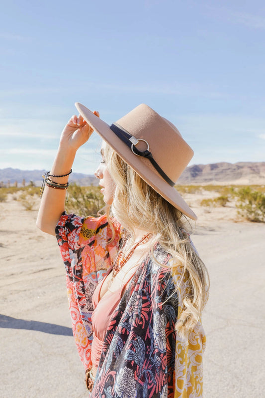 CLASSIC BOLERO HAT WITH GOLD RING BUCKLE TAN