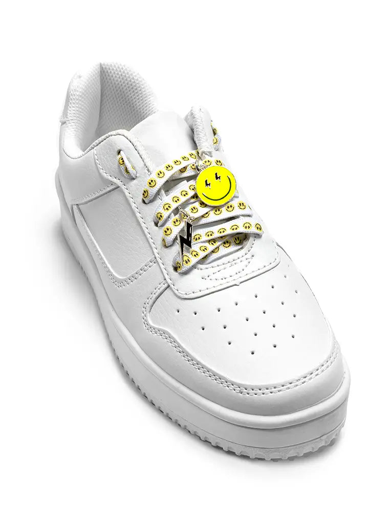 SHOE/SKATE LACES AND CHARM-BOLT HAPPY FACE