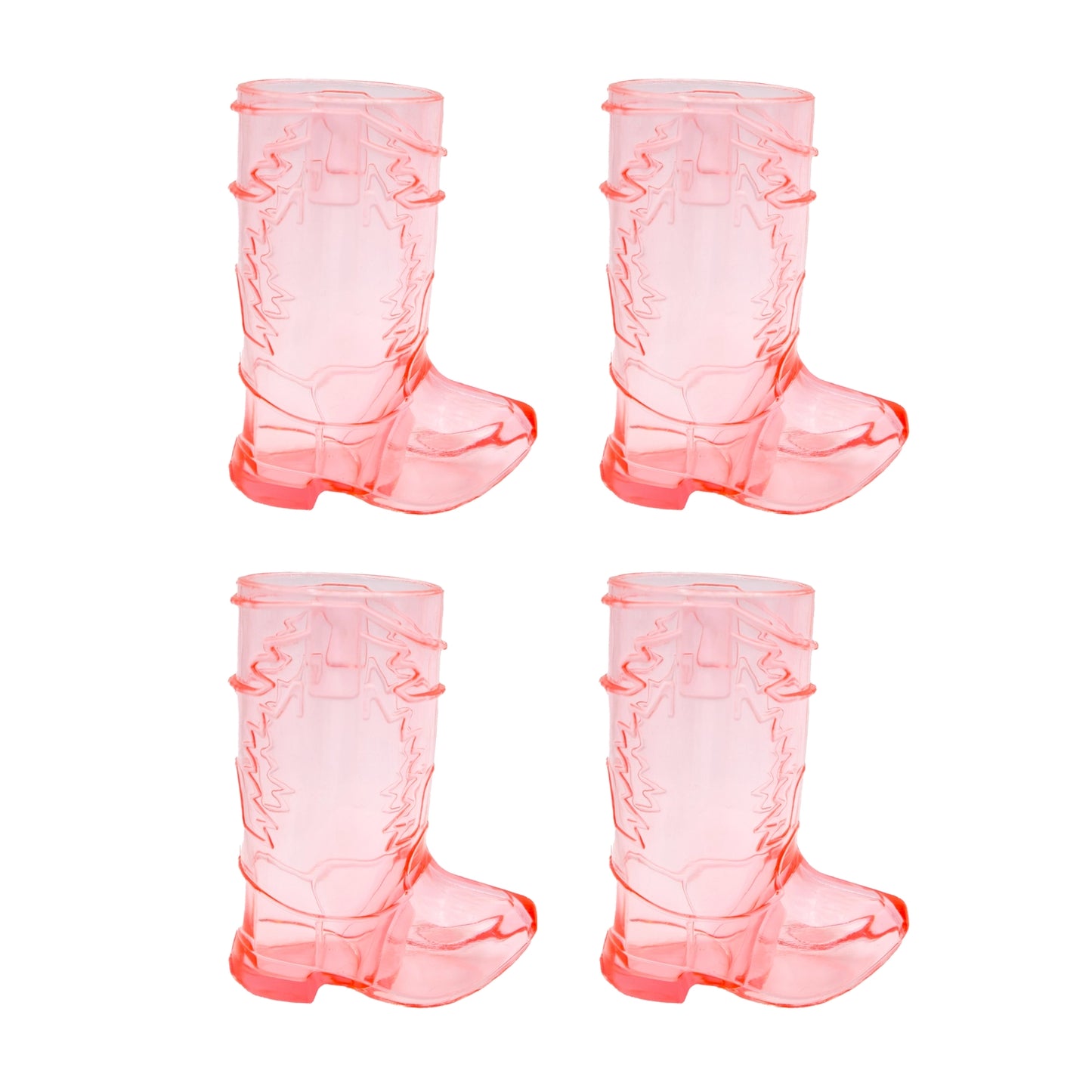 PINK COWBOY BOOT SHOT GLASSES PK OF 4