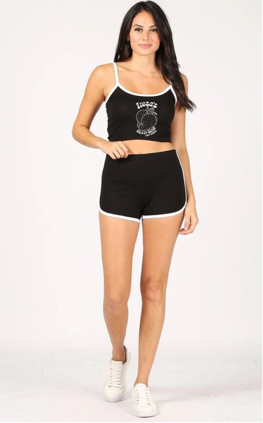 FRESA'S CROP CAMI & BOOTY SHORTS SET BLACK