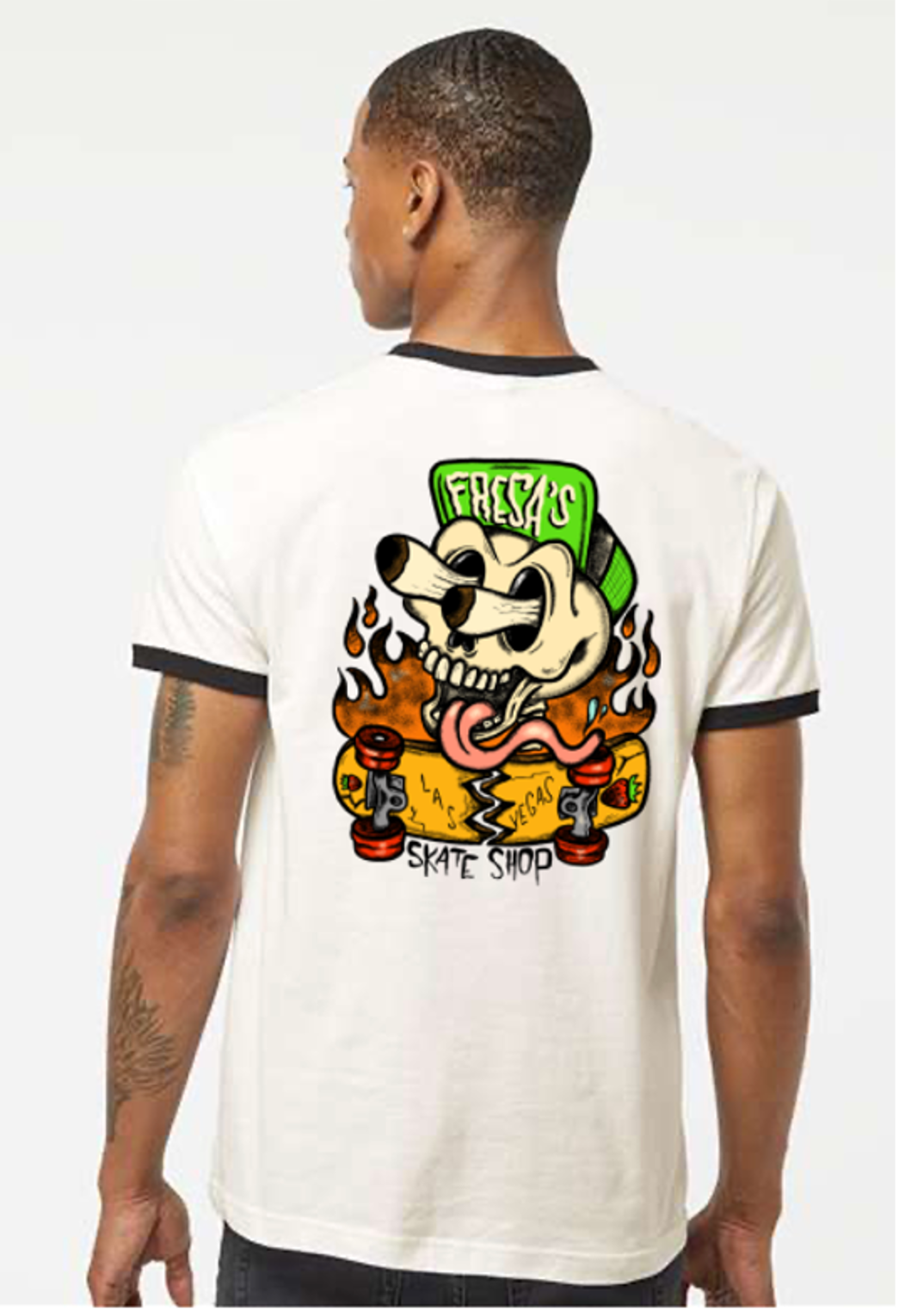 FRESA'S SKATEBOARD RINGER TEE BLACK/WHITE