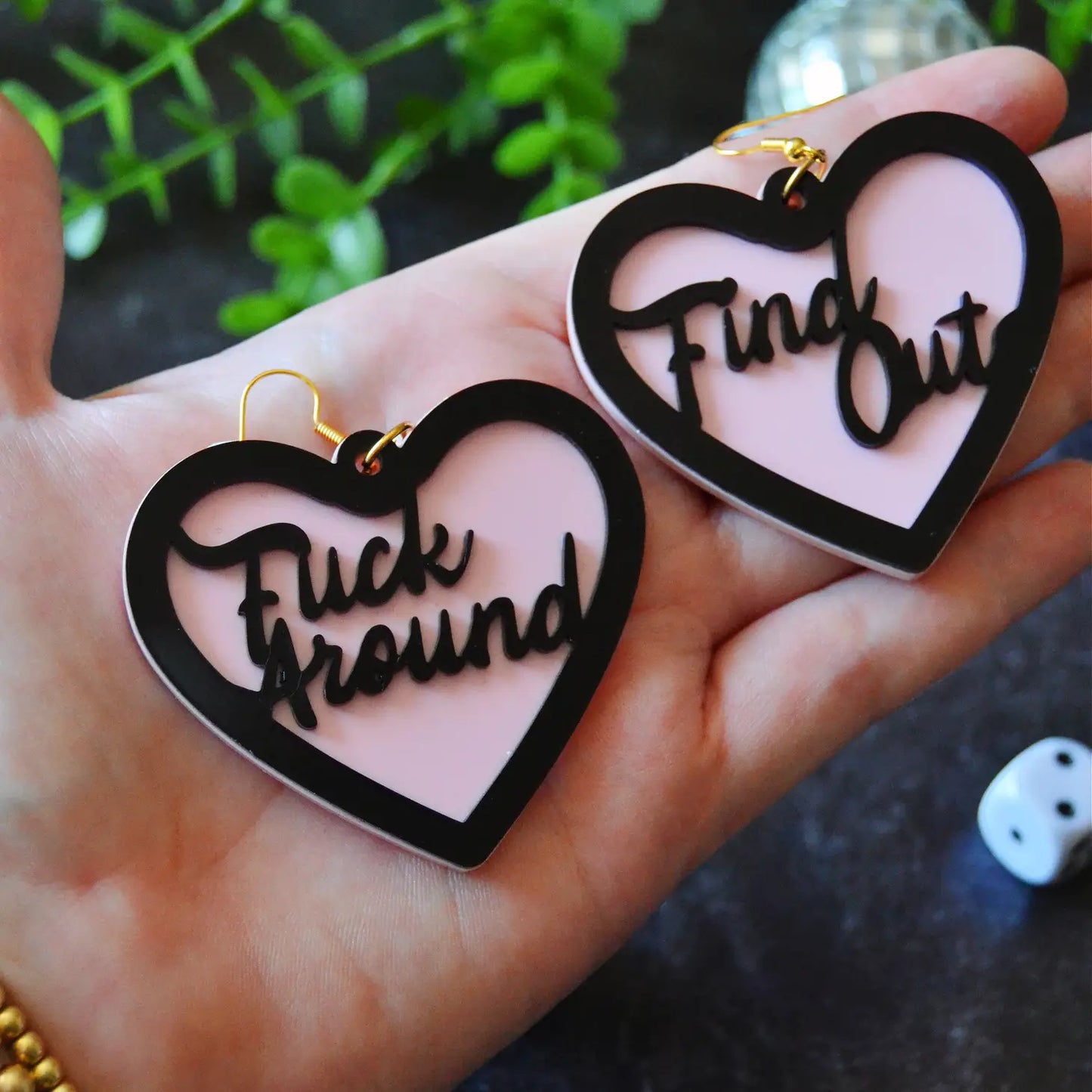 F*CK AROUND AND FIND OUT HEART EARRINGS
