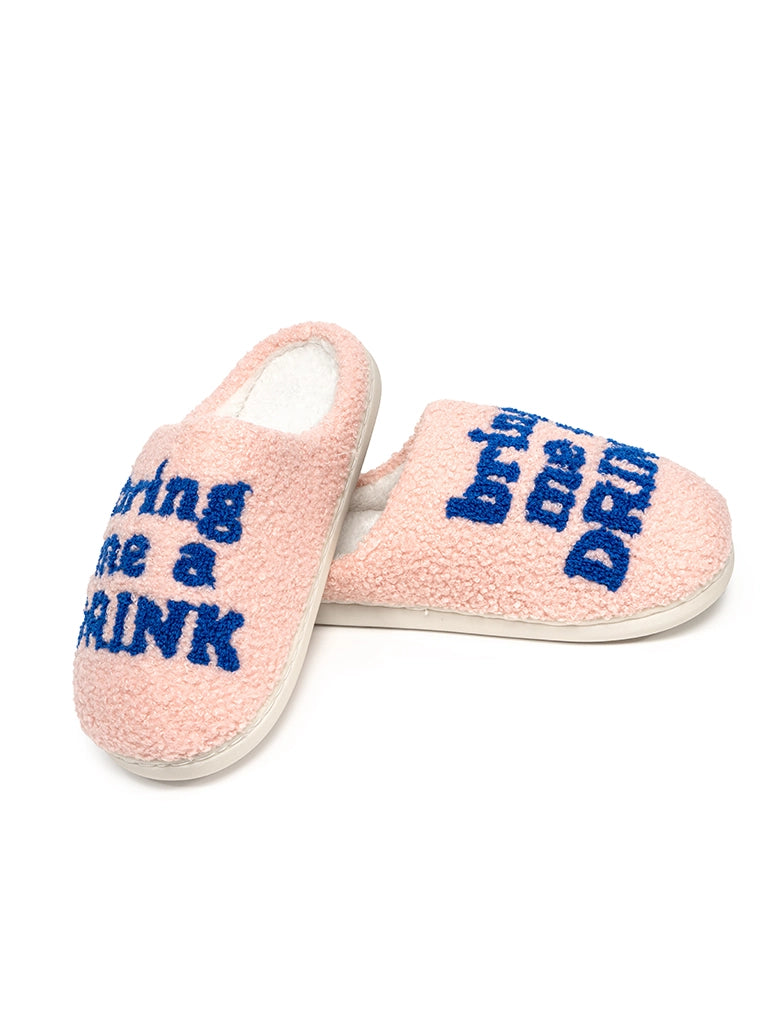 BRING ME A DRINK SLIPPERS PINK