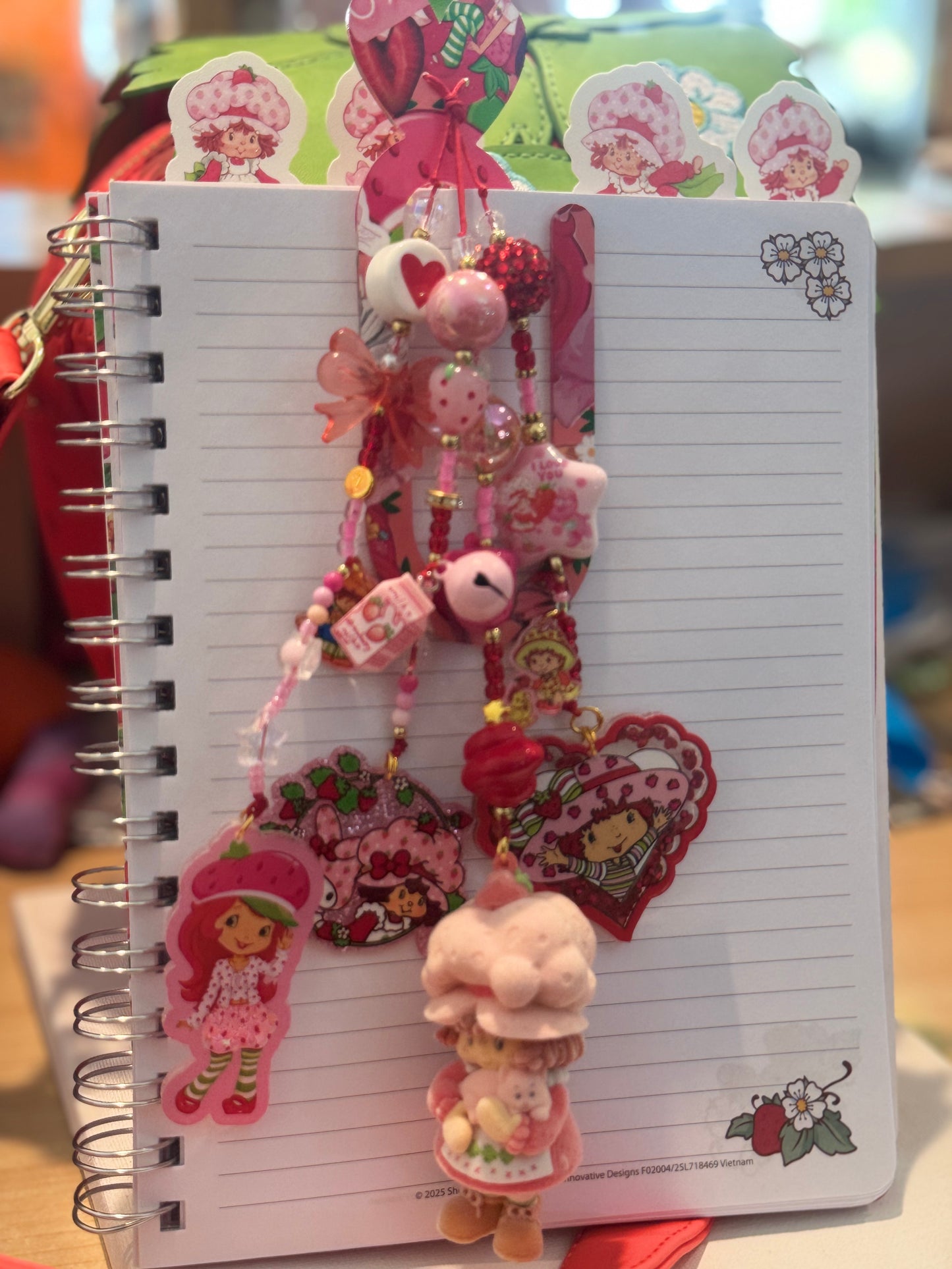 STRAWBERRY GIRL & CAT BOOKMARK CHARM