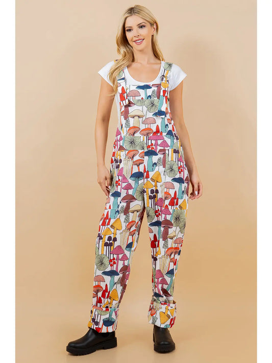 CORDUROY WHITE MUSHROOMS OVERALLS