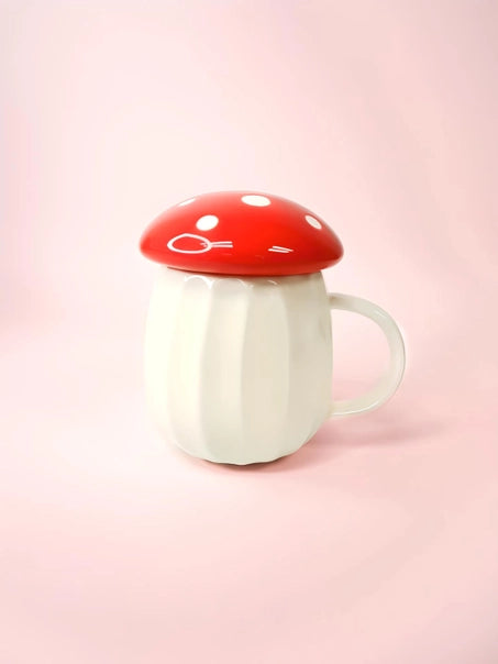 RED MUSHROOM MUG WITH LID