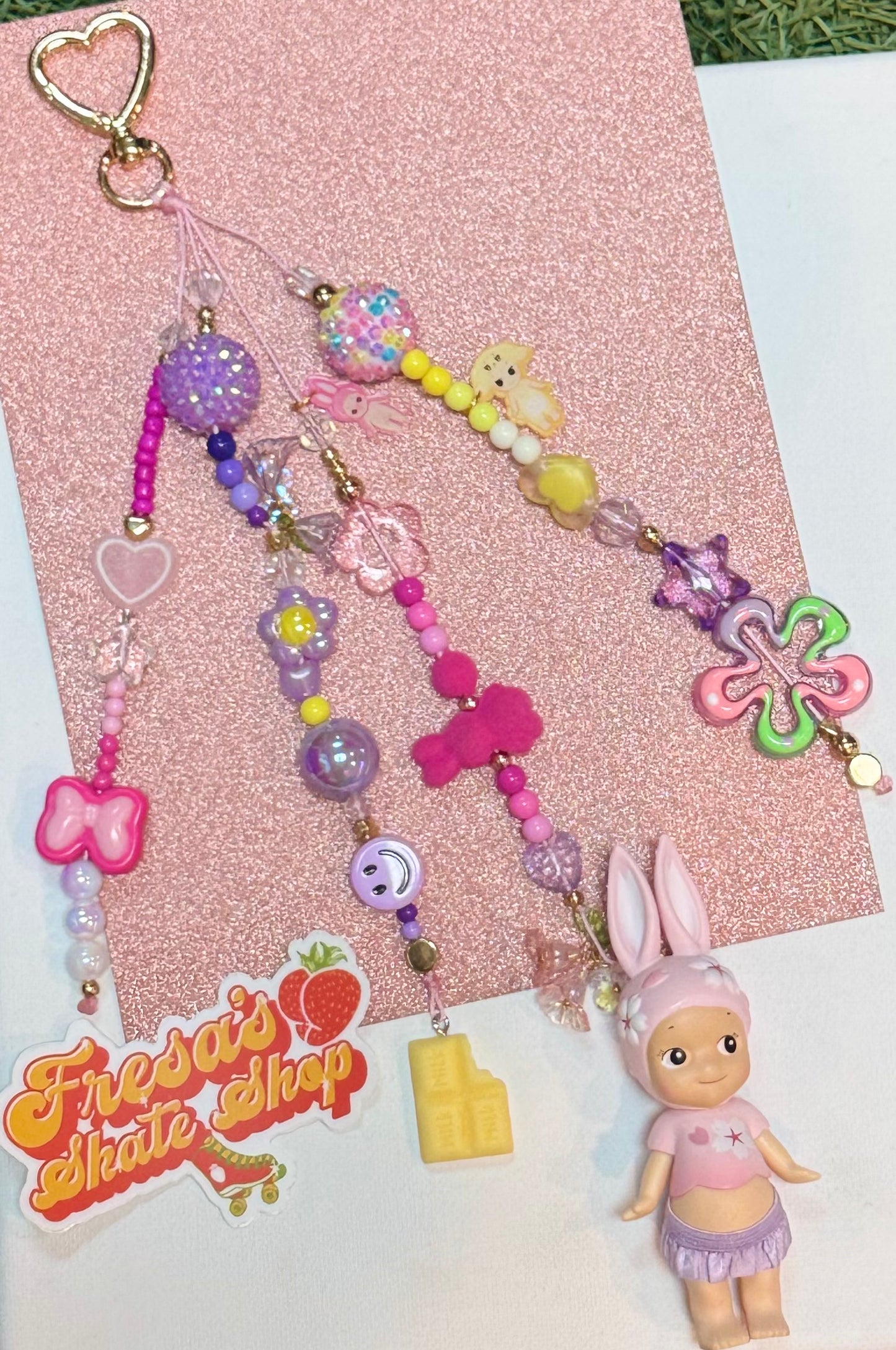 SONNY ANGEL KEYCHAIN OR BAG CHARM PINK, YELLOW, PURPLE