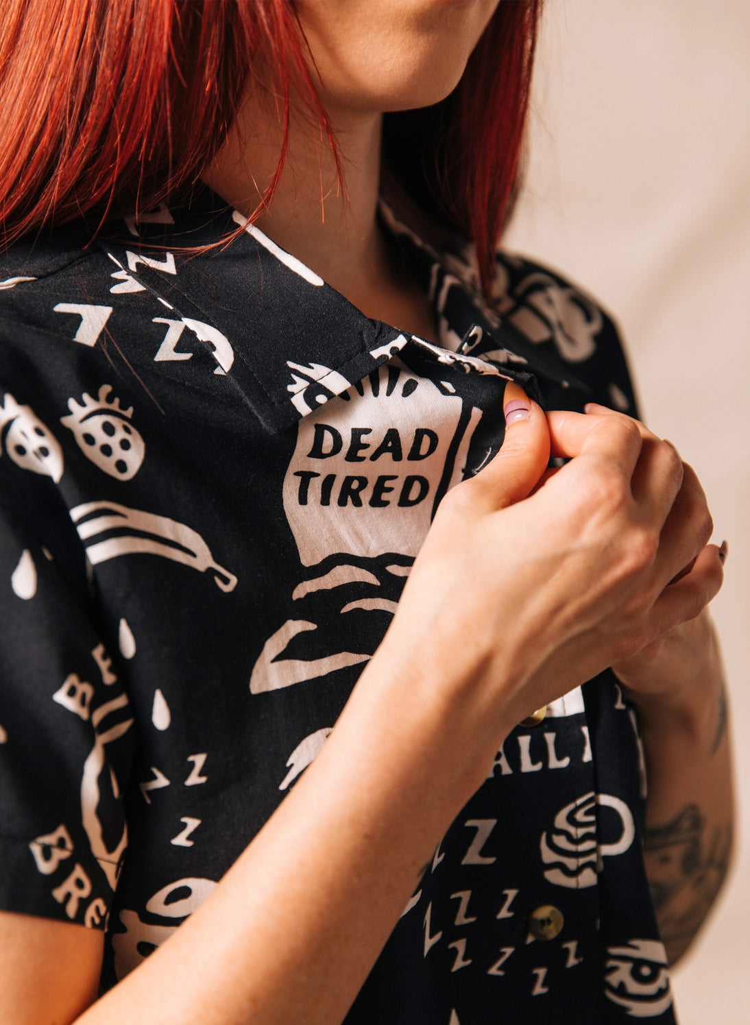 DEAD TIRED TATTO FLASH BUTTOM-UP UNISEX SHIRT