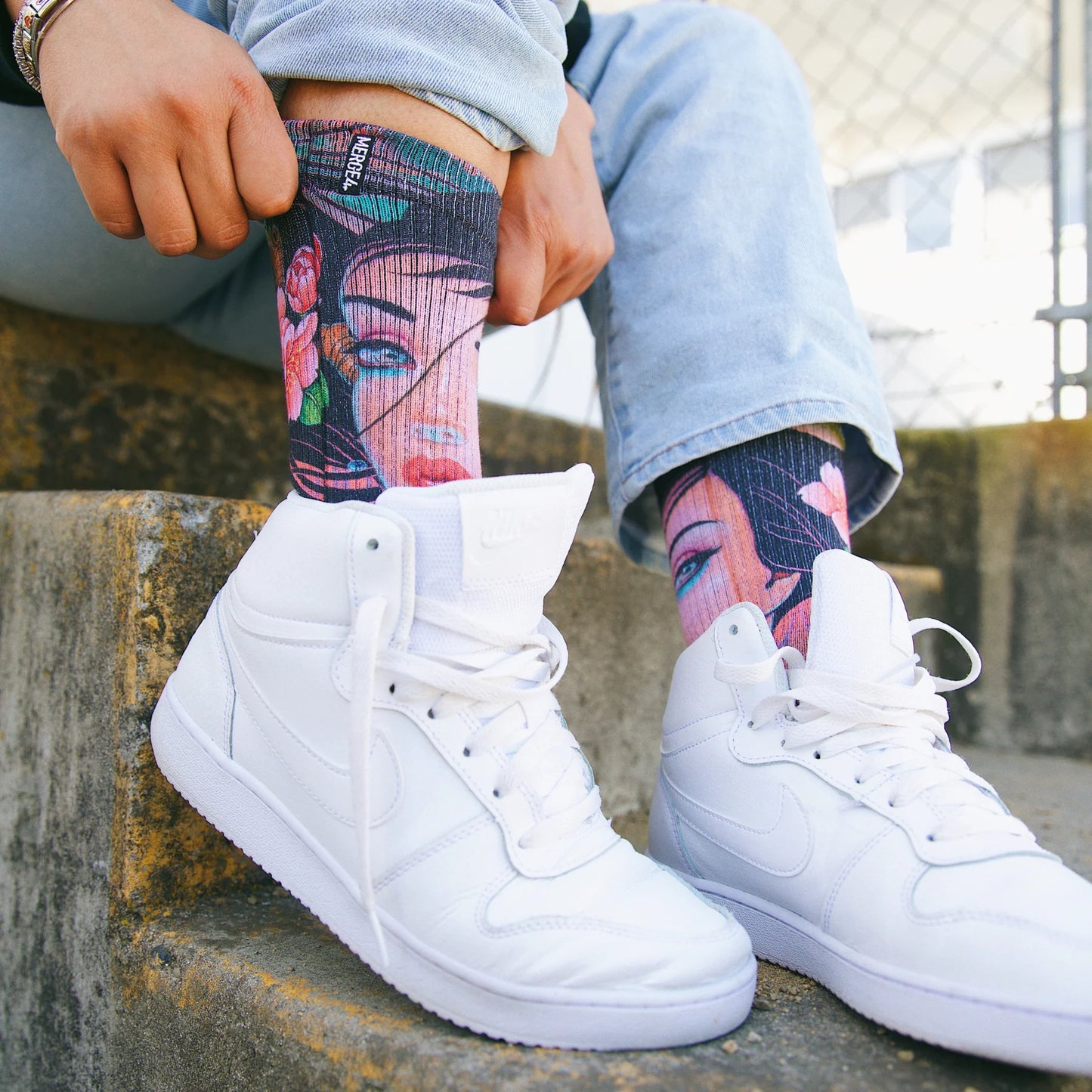 CHERRY LANE CREW SOCKS WITH ART BY CAIA KOOPMAN