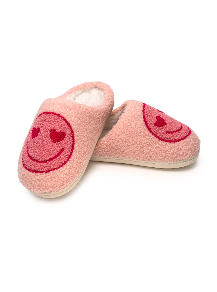 HEART EYES KIDS SLIPPERS PINK