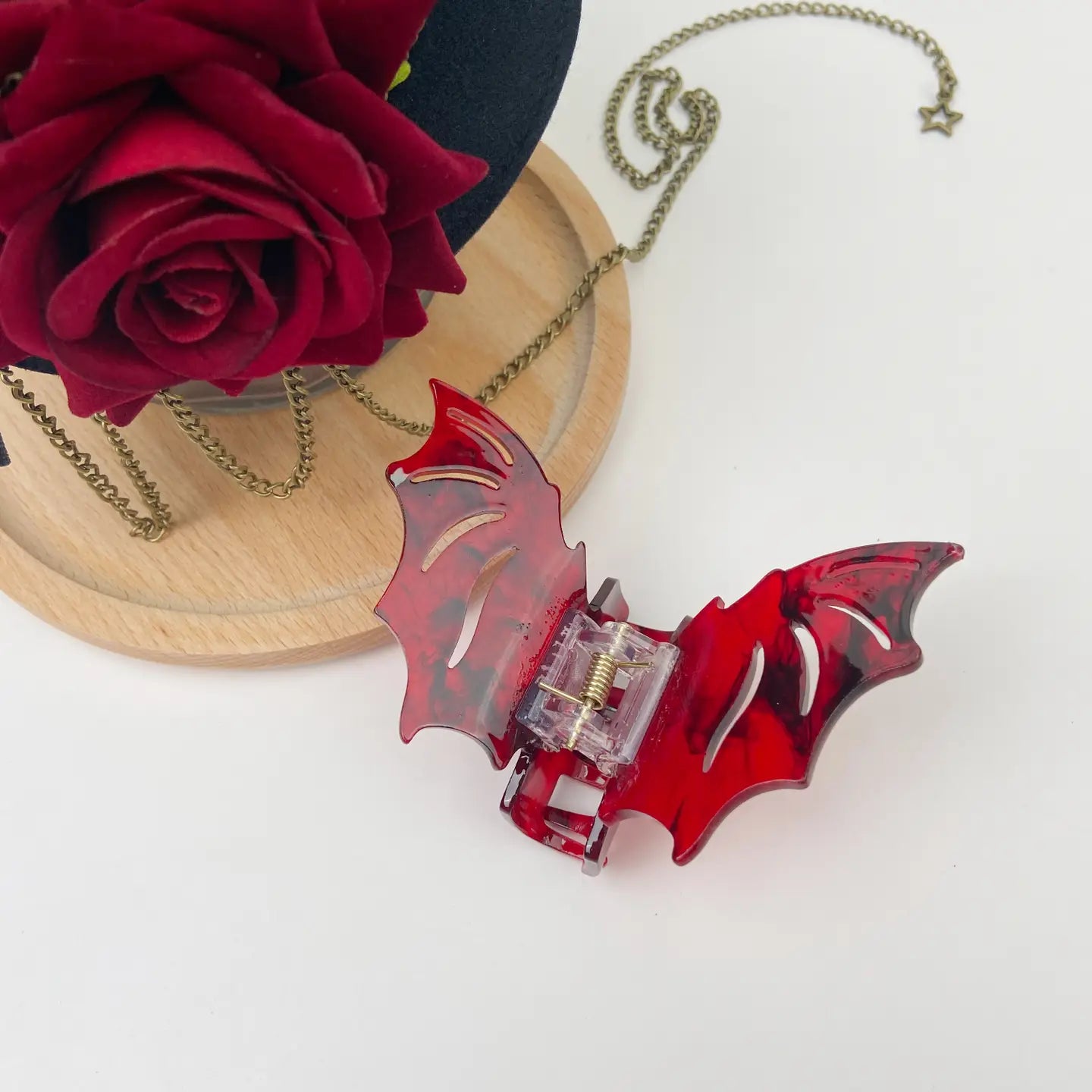 RED BAT HAIR CLIPS