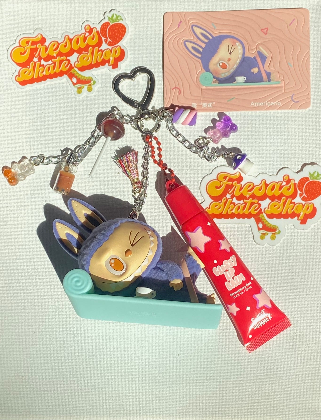 LIPGLOSS LAZY YOGA AMERICANO KEYCHAIN OR BAG CHARM