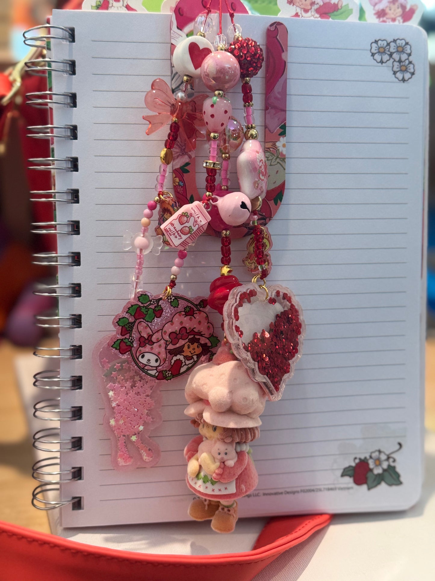 STRAWBERRY GIRL & CAT BOOKMARK CHARM