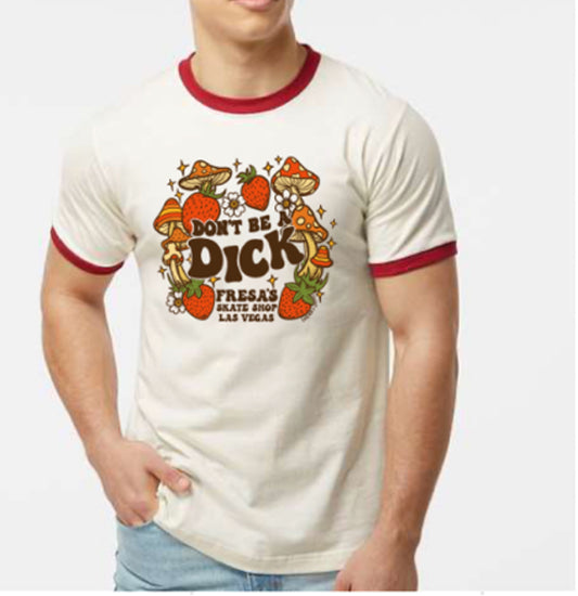 DON'T BE A DICK RINGER TEE RED COLOR