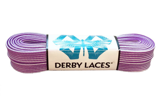 LACES- LAVENDER & WHITE TRIPES 96 INCH (244CM)-10MM WIDE