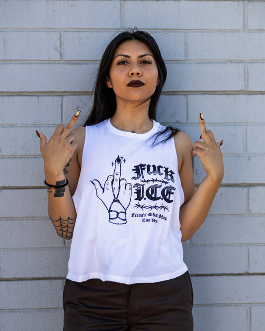 FUCK  I.C.E SLEEVELES RACERBACK TANK