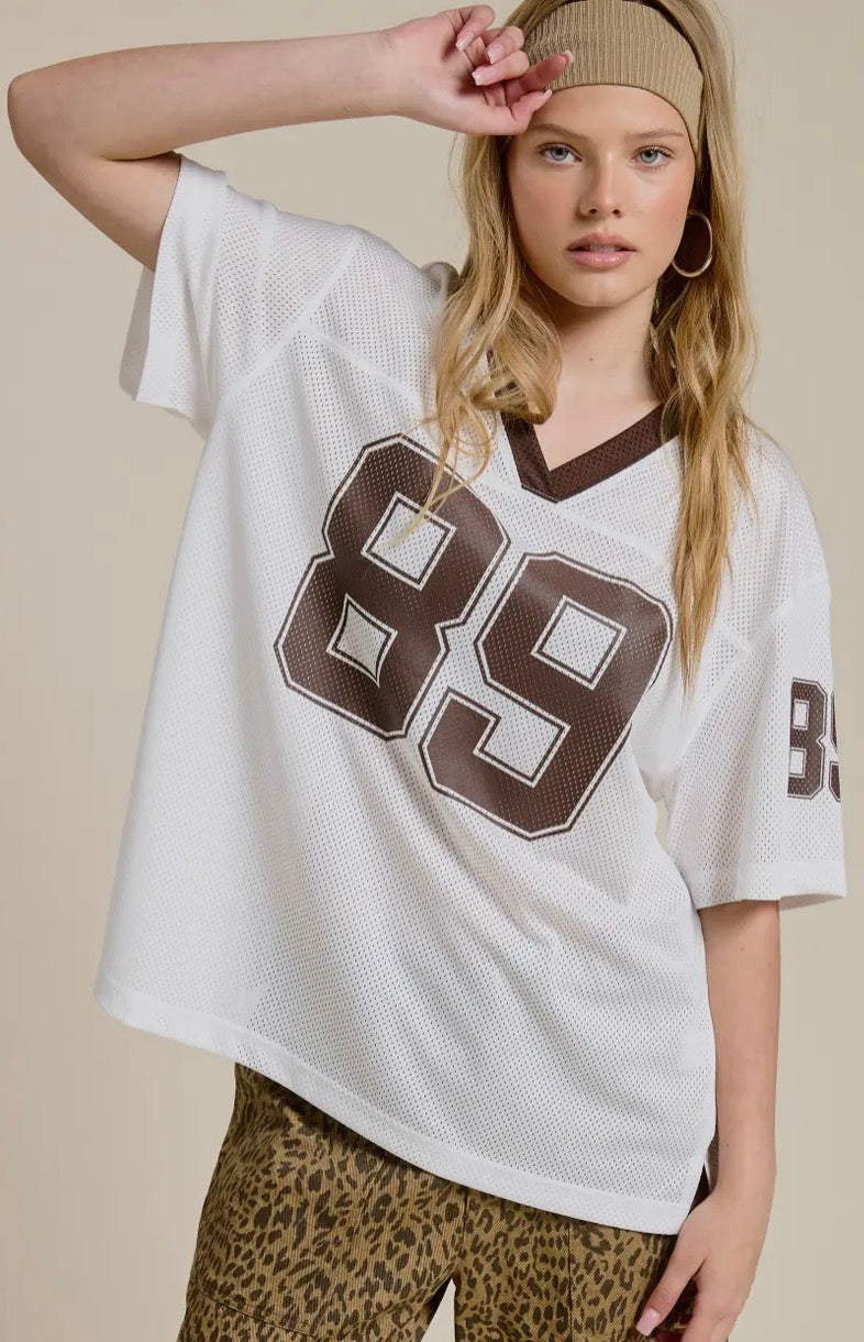 V NECK OVERSIZED JERSEY SHIRT